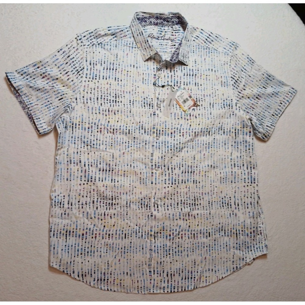 NWT Robert Graham Farren Shirt Mens 2XL Classic Fit Short Sleeve Stretch Multi